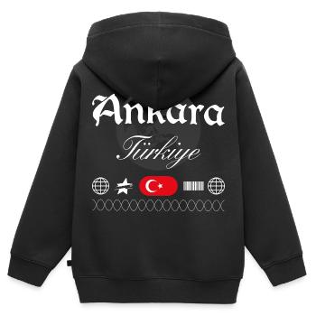 Ankara Türkei Streetwear Reise Souvenir - Kinder Premium Organic Zip Hoodie - Schwarz - Hinten - AI Model Kid Male (0cm)