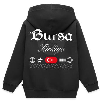 Bursa Türkei Streetwear Reise Souvenir - Kinder Premium Organic Zip Hoodie - Schwarz - Hinten - AI Model Kid Male (0cm)