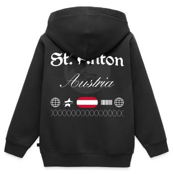 St. Anton am Arlberg Austria Streetwear - Kids Premium Organic Zip-up Hoodie - black - Back - AI Model Kid Male (0cm)