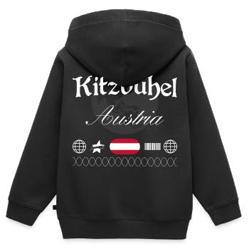 Kitzbühel Österreich Streetwear Reise Souvenir - Kinder Premium Organic Zip Hoodie - Schwarz - Hinten - AI Model Kid Male (0cm)