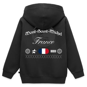 Mont-Saint-Michel Frankreich Streetwear Reise - Kinder Premium Organic Zip Hoodie - Schwarz - Hinten - AI Model Kid Male (0cm)