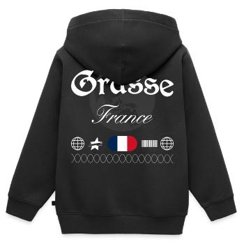 Grasse Frankreich Streetwear Reise Souvenir - Kinder Premium Organic Zip Hoodie - Schwarz - Hinten - AI Model Kid Male (0cm)
