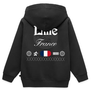 Lille Frankreich Streetwear Reise Souvenir - Kinder Premium Organic Zip Hoodie - Schwarz - Hinten - AI Model Kid Male (0cm)