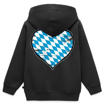 Bayern Herzflagge used - Kinder Premium Organic Zip Hoodie - Schwarz - Hinten - AI Model Kid Male (0cm)
