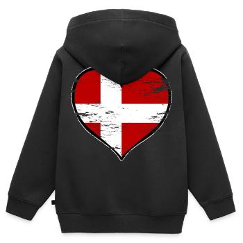 Denmark heart flag used - Kids Premium Organic Zip-up Hoodie - black - Back - AI Model Kid Male (0cm)