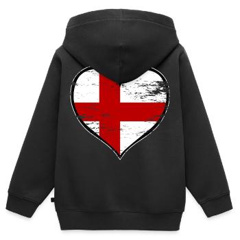 England Herzflagge used - Kinder Premium Organic Zip Hoodie - Schwarz - Hinten - AI Model Kid Male (0cm)