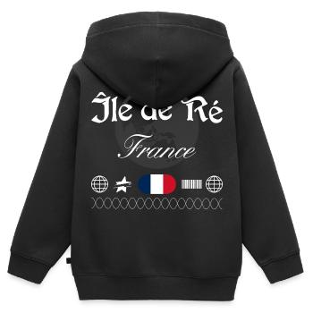 Île de Ré Frankreich Streetwear Souvenir - Kinder Premium Organic Zip Hoodie - Schwarz - Hinten - AI Model Kid Male (0cm)