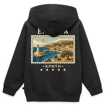 Griechenland Kreta Vintage Reise - Kinder Premium Organic Zip Hoodie - Schwarz - Hinten - AI Model Kid Male (0cm)