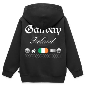Souvenir de voyage Galway Ireland Streetwear - Sweat Premium à capuche zippé enfant bio - noir - Dos - AI Model Kid Male (0cm)