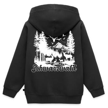 Schwarzwald Hirsch Familie Natur Motiv - Kinder Premium Organic Zip Hoodie - Schwarz - Hinten - AI Model Kid Male (0cm)