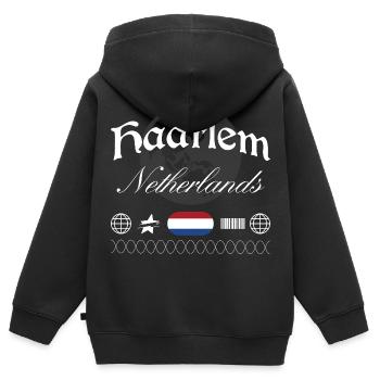 Haarlem Niederlande Streetwear Reise Souvenir - Kinder Premium Organic Zip Hoodie - Schwarz - Hinten - AI Model Kid Male (0cm)
