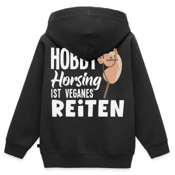 Hobby Horsing Veganes Reiten - Kinder Premium Organic Zip Hoodie - Schwarz - Hinten - AI Model Kid Male (0cm)