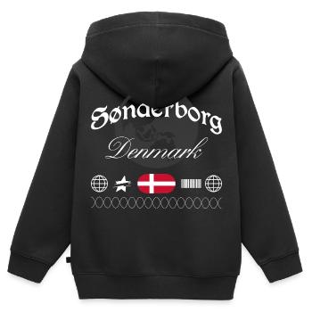 Sonderburg Dänemark Streetwear Reise Souvenir - Kinder Premium Organic Zip Hoodie - Schwarz - Hinten - AI Model Kid Male (0cm)