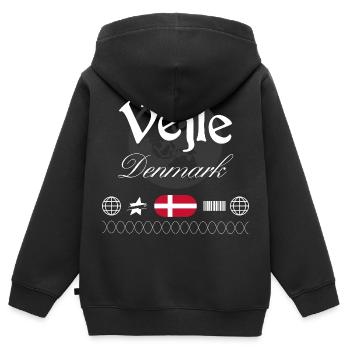 Vejle Dänemark Streetwear Reise Souvenir - Kinder Premium Organic Zip Hoodie - Schwarz - Hinten - AI Model Kid Male (0cm)