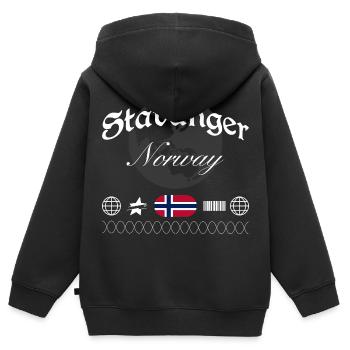 Souvenir de voyage Stavanger Norway Streetwear - Sweat Premium à capuche zippé enfant bio - noir - Dos - AI Model Kid Male (0cm)