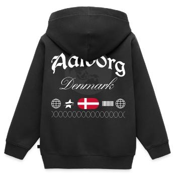 Aalborg Dänemark Streetwear Reise Souvenir - Kinder Premium Organic Zip Hoodie - Schwarz - Hinten - AI Model Kid Male (0cm)