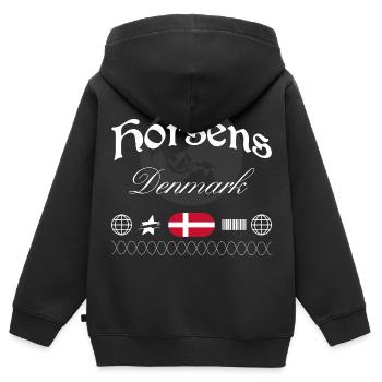 Souvenir de voyage Horsens Denmark Streetwear - Sweat Premium à capuche zippé enfant bio - noir - Dos - AI Model Kid Male (0cm)
