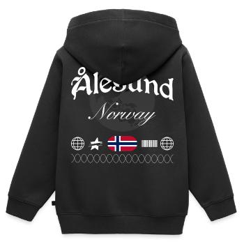 Souvenir de voyage Ålesund Norway Streetwear - Sweat Premium à capuche zippé enfant bio - noir - Dos - AI Model Kid Male (0cm)