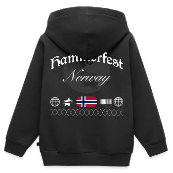 Souvenir de voyage Hammerfest Norway Streetwear - Sweat Premium à capuche zippé enfant bio - noir - Dos - AI Model Kid Male (0cm)