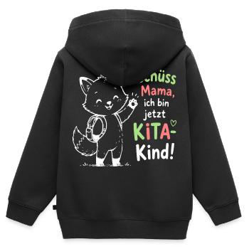 Kita Abschied Fox Illustration - Kinder Premium Organic Zip Hoodie - Schwarz - Hinten - AI Model Kid Male (0cm)