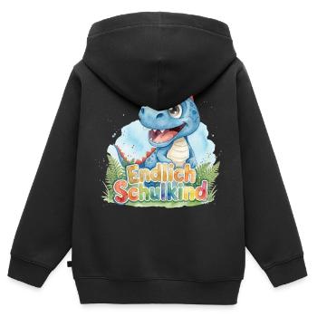 Süßer Baby Dino Endlich Schulkind 2026 T-Rex - Kinder Premium Organic Zip Hoodie - Schwarz - Hinten - AI Model Kid Male (0cm)