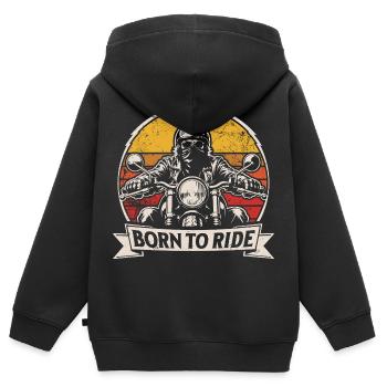 Born to Ride | Retro Motorrad | Biker Style - Kinder Premium Organic Zip Hoodie - Schwarz - Hinten - AI Model Kid Male (0cm)
