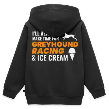 Greyhound Racing Eiscreme Hund Haustier Rennen Tier - Kinder Premium Organic Zip Hoodie - Schwarz - Hinten - AI Model Kid Male (0cm)