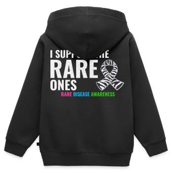 Soutien aux maladies rares : renforcer la sensibilisation - Sweat Premium à capuche zippé enfant bio - noir - Dos - AI Model Kid Male (0cm)