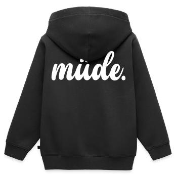 Müde - Kinder Premium Organic Zip Hoodie - Schwarz - Hinten - AI Model Kid Male (0cm)