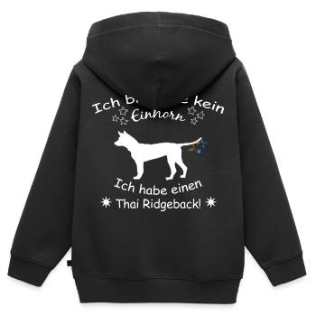 Thai Ridgeback -Thai Ridgeback - Kinder Premium Organic Zip Hoodie - Schwarz - Hinten - AI Model Kid Male (0cm)