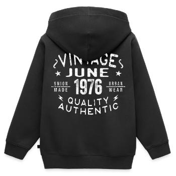 1976 Juin 1976 Anniversaire Juin 1976 Juin Anniversaire - Sweat Premium à capuche zippé enfant bio - noir - Dos - AI Model Kid Male (0cm)
