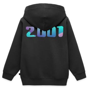 Geburtstagsgeschenk 2001 Jahrgang 2001 Retro 2001 - Kinder Premium Organic Zip Hoodie - Schwarz - Hinten - AI Model Kid Male (0cm)
