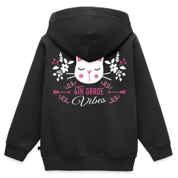 4th grade | Grade Vibes Back to School Cute Cat - Sweat Premium à capuche zippé enfant bio - noir - Dos - AI Model Kid Male (0cm)