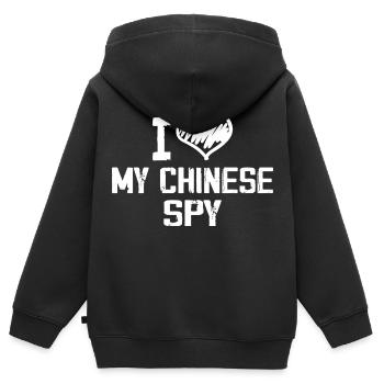 Ich liebe meinen chinesischen Spion - Kinder Premium Organic Zip Hoodie - Schwarz - Hinten - AI Model Kid Male (0cm)