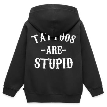 Les tatouages sont stupides - Sweat Premium à capuche zippé enfant bio - noir - Dos - AI Model Kid Male (0cm)