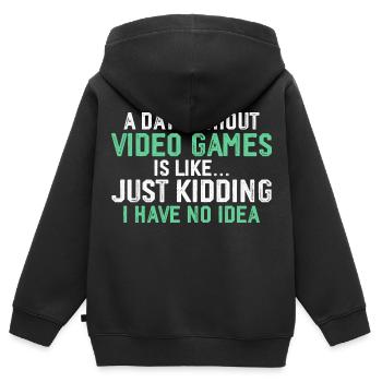 Ein Tag ohne Videospiele, Lustige Spiele, Spiele - Kinder Premium Organic Zip Hoodie - Schwarz - Hinten - AI Model Kid Male (0cm)
