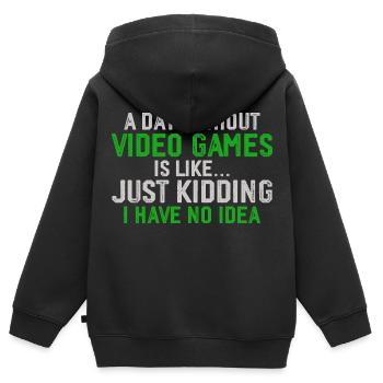 Ein Tag ohne Videospiele, Lustige Spiele, Spiele - Kinder Premium Organic Zip Hoodie - Schwarz - Hinten - AI Model Kid Male (0cm)
