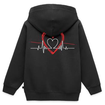 EKG Heartbeat Love Cardiogram Hollow ECG Heart - Kids Premium Organic Zip-up Hoodie - black - Back - AI Model Kid Male (0cm)
