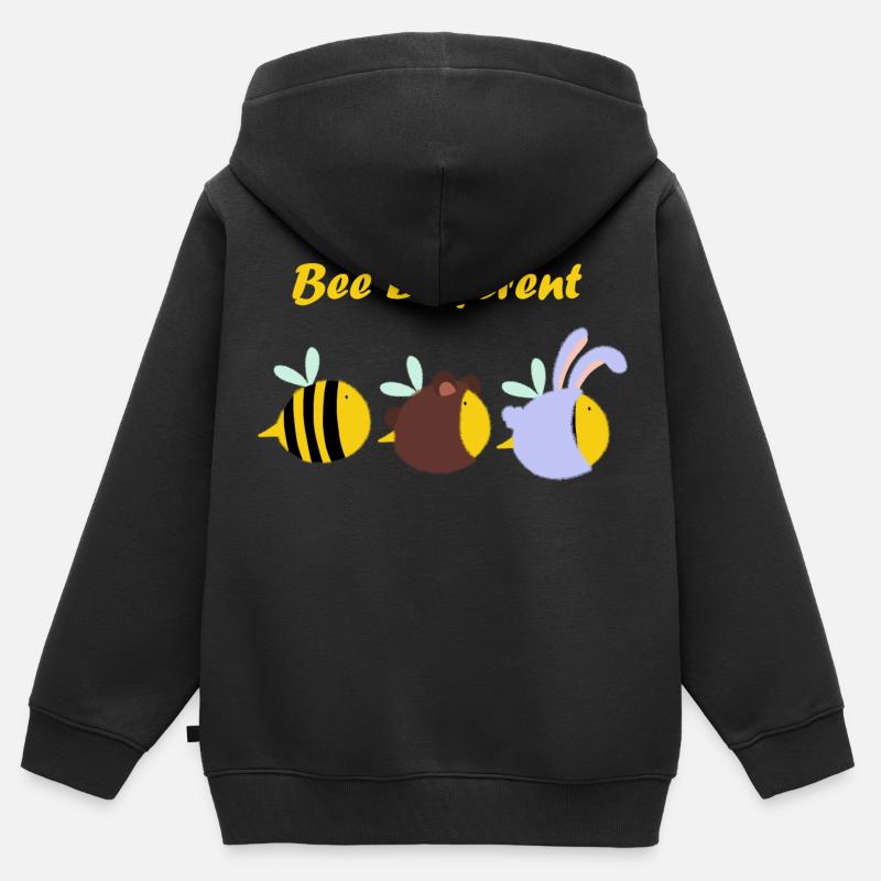 Abeille différente - Sweat Premium à capuche zippé enfant bio - noir