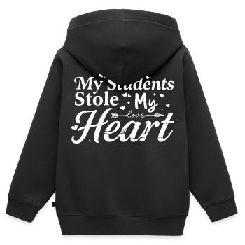 My students stole my heart - Sweat Premium à capuche zippé enfant bio - noir - Dos - AI Model Kid Male (0cm)
