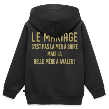 Schwiegermutter Humorvolles Zitat - Kinder Premium Organic Zip Hoodie - Schwarz - Hinten - AI Model Kid Male (0cm)