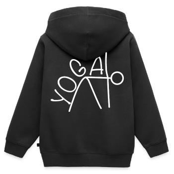Yoga Übung für ein Workout - Kinder Premium Organic Zip Hoodie - Schwarz - Hinten - AI Model Kid Male (0cm)