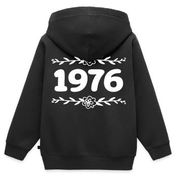 1976 Millésime 1976 Rétro 1976 Anniversaire 1976 - Sweat Premium à capuche zippé enfant bio - noir - Dos - AI Model Kid Male (0cm)