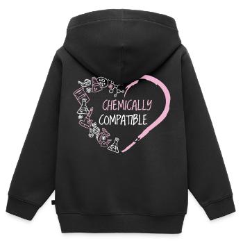 Chemisch kompatibel - Verliebt Chemie Wissenschaft - Kinder Premium Organic Zip Hoodie - Schwarz - Hinten - AI Model Kid Male (0cm)