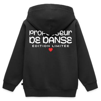 Professeur de danse - Sweat Premium à capuche zippé enfant bio - noir - Dos - AI Model Kid Male (0cm)