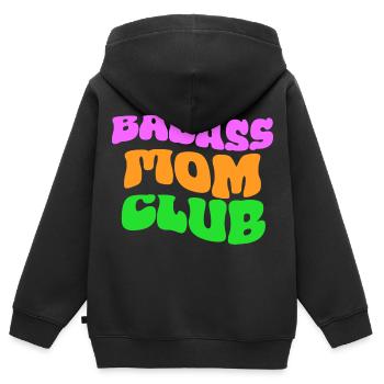 Club des mamans badass - Sweat Premium à capuche zippé enfant bio - noir - Dos - AI Model Kid Male (0cm)