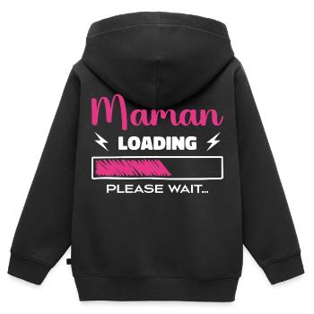 Mama lädt Bitte warten... - Kinder Premium Organic Zip Hoodie - Schwarz - Hinten - AI Model Kid Male (0cm)