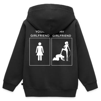 Your Girlfriend - My Girlfriend - Kids Premium Organic Zip-up Hoodie - black - Back - AI Model Kid Male (0cm)