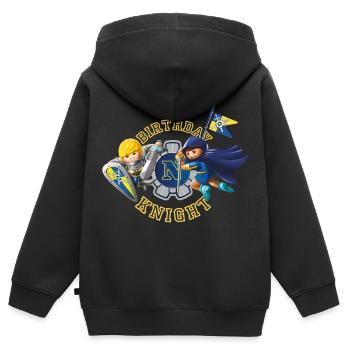 Playmobil Novelmore Geburtstag Birthday Knight - Kinder Premium Organic Zip Hoodie - Schwarz - Hinten - AI Model Kid Male (0cm)