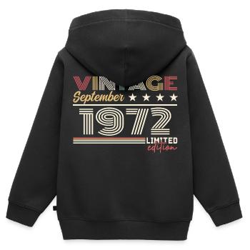 Jahrgang September 1972 September 1972 September - Kinder Premium Organic Zip Hoodie - Schwarz - Hinten - AI Model Kid Male (0cm)